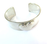 Vintage Heavy Sterling Silver Bangle with Puffy Heart Motif 85.4g