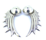 Spectacular Mexican Dramatic Bold Sterling Silver Comet clip-on Earrings 41.2g