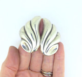 Vintage Mexican Dramatic Bold Sterling Silver Sculptural clip-on Earrings 21.8g
