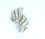 Vintage Mexican Dramatic Bold Sterling Silver Sculptural clip-on Earrings 21.8g