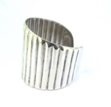 Vintage Corrugated Sterling Silver Cuff Bangle by Mexican Artisan 61.9g