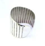 Vintage Corrugated Sterling Silver Cuff Bangle by Mexican Artisan 61.9g