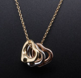 Auth. Tiffany & Co. Elsa Peretti Triple Open Heart 18ct Gold Pendant Necklace