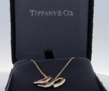 Auth. Tiffany & Co. Elsa Peretti Triple Open Heart 18ct Gold Pendant Necklace