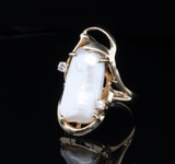 Vintage 14ct Yellow Gold Freshwater Pearl & Diamond Ring Size L Val $1725