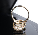 Vintage 14ct Yellow Gold Freshwater Pearl & Diamond Ring Size L Val $1725