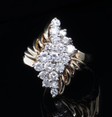 Vintage 0.76ct Diamond Set 14ct Yellow Gold Cluster Ring Size M1/2 Val $4160