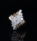 Vintage 0.76ct Diamond Set 14ct Yellow Gold Cluster Ring Size M1/2 Val $4160