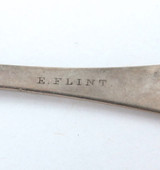 Nicely Engraved Handle / 1800s USA Coin Silver E Flint Spoon.