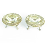 Pair of S Kirk & Son Tri-footed Salt Cellars in Sterling Silver