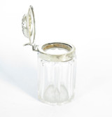 Sterling Silver & Cut Glass Condiment Jar with Monogrammed Lid