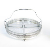 Vintage 1910s Wilcox & Wagoner Glass & Sterling Silver Hors D Oeuvres Server