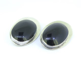 Vintage W. Castillo Sterling Silver & Black Onyx Mexican Clip-on Earrings 52.0g