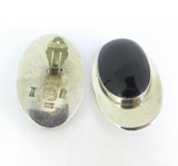 Vintage W. Castillo Sterling Silver & Black Onyx Mexican Clip-on Earrings 52.0g