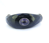 Quality Sterling Silver Amethyst & Black Onyx Hinged Bangle 70g