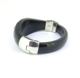 Quality Sterling Silver Amethyst & Black Onyx Hinged Bangle 70g