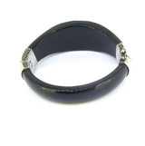 Quality Sterling Silver Amethyst & Black Onyx Hinged Bangle 70g