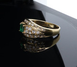 Vintage Emerald & Diamond Set 18ct Yellow Gold Cluster Ring Size M1/2 Val $6495