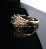 Vintage Emerald & Diamond Set 18ct Yellow Gold Cluster Ring Size M1/2 Val $6495