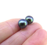 Pretty Pair of Vintage Sterling Silver & Black Pearl Earrings 1.7g