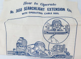 Scarce Lionel O Gauge #3650 Searchlight Car + Pamphlet.