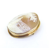 Delightful 14ct Yellow Gold Cameo Brooch & Pendant Farm Scene 16.9g