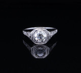 Antique 0.98cttw Old Cut Diamond Set 14ct White Gold Ring Size N Val $11490