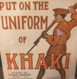 Rare WW1 Framed Music Sheet “Put On The Uniform of Khaki” Signed by Composer.