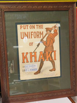 Rare WW1 Framed Music Sheet “Put On The Uniform of Khaki” Signed by Composer.