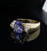 Vintage 2.10ct Tanzanite & H Vs Diamond Set 18ct Gold Ring Size M Val $9660