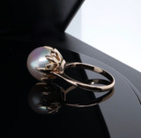 Vintage 11mm - 11.5mm Cultured Pearl Handmade 14ct Gold Ring Size O Val $2900