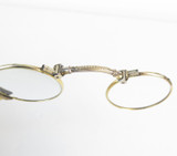 Art Deco Gold Gilt + Blue Enamel Lorgnette (Eye Glasses with Handle)