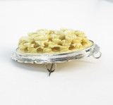 Highly Carved Antique Ivory Brooch in .800 Continental Silver Brooch 