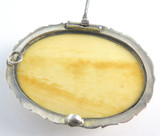 Highly Carved Antique Ivory Brooch in .800 Continental Silver Brooch 