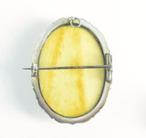 Highly Carved Antique Ivory Brooch in .800 Continental Silver Brooch 