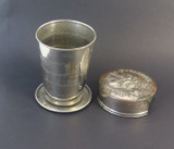 Large 1897 Antique Collapsible Plated Tin Cup, Patent Feb 23 1897