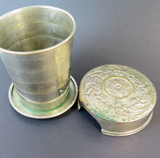 1897 Antique Collapsible Plated Tin Cup, Patent Feb 23 1897 (#2)