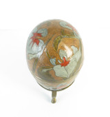 Vintage Cloisonne Decorative Floral Egg On Brass Style Stand