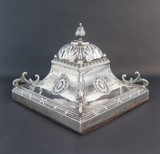 Antique Edwardian English Sterling Silver Inkwell Desk Stand