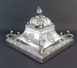 Antique Edwardian English Sterling Silver Inkwell Desk Stand
