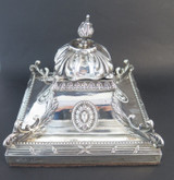 Antique Edwardian English Sterling Silver Inkwell Desk Stand