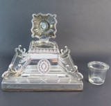 Antique Edwardian English Sterling Silver Inkwell Desk Stand