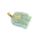 Sweet Vintage 10ct Yellow Gold & Jade Carved Elephant Pendant 5.4g
