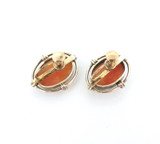 Vintage Pair of Sterling Silver & Agate Cameo Clip-on Earring Studs 6.7g