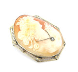 Refined 14k White Gold Intricately Carved Habille Cameo Pendant Brooch 19g