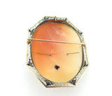 Refined 14k White Gold Intricately Carved Habille Cameo Pendant Brooch 19g