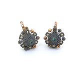 Victorian 10ct Rose Gold & Silver Brooch/ Earring Set with Pearls & Glass 8g