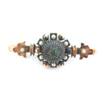 Victorian 10ct Rose Gold & Silver Brooch/ Earring Set with Pearls & Glass 8g