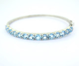 Pretty Baby Blue Glass & Sterling Silver Petite Hinged Bangle 11.4g