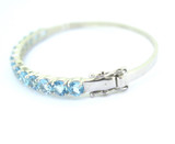 Pretty Baby Blue Glass & Sterling Silver Petite Hinged Bangle 11.4g